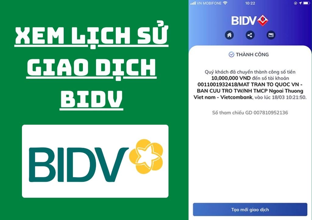 xem lịch sử giao dịch bidv